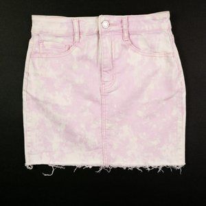 FOREVER 21 pink acid washed denim cutoff miniskirt size S